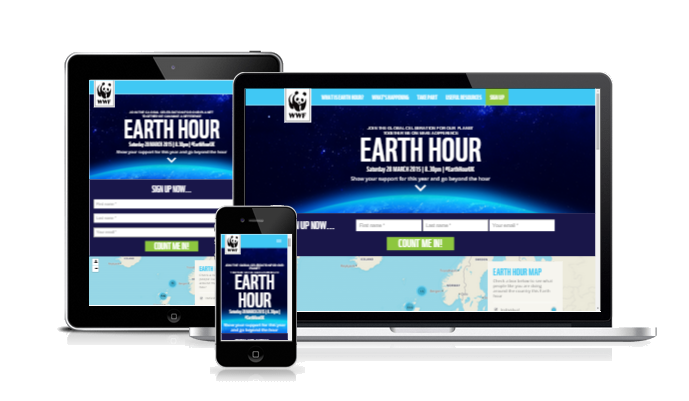 Earth Hour UK website on multiple screens sizes