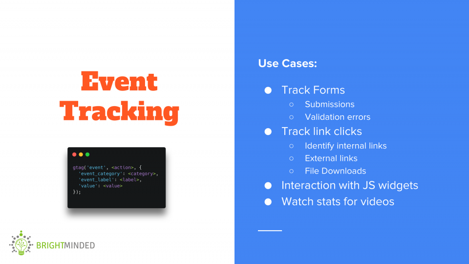 Slide showing Event Tracking in Google Analytics