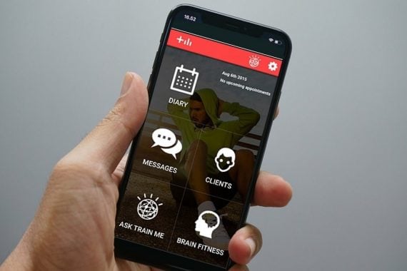 Mobile phone showing TRAIN ME Pro app