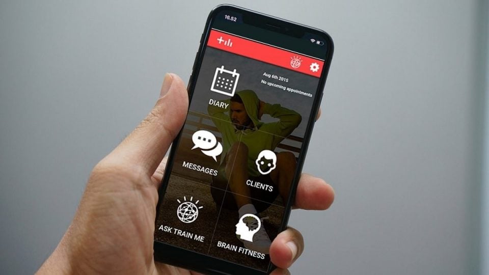 Mobile phone showing TRAIN ME Pro app