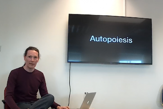 Dan C in front of Autopoiesis slide