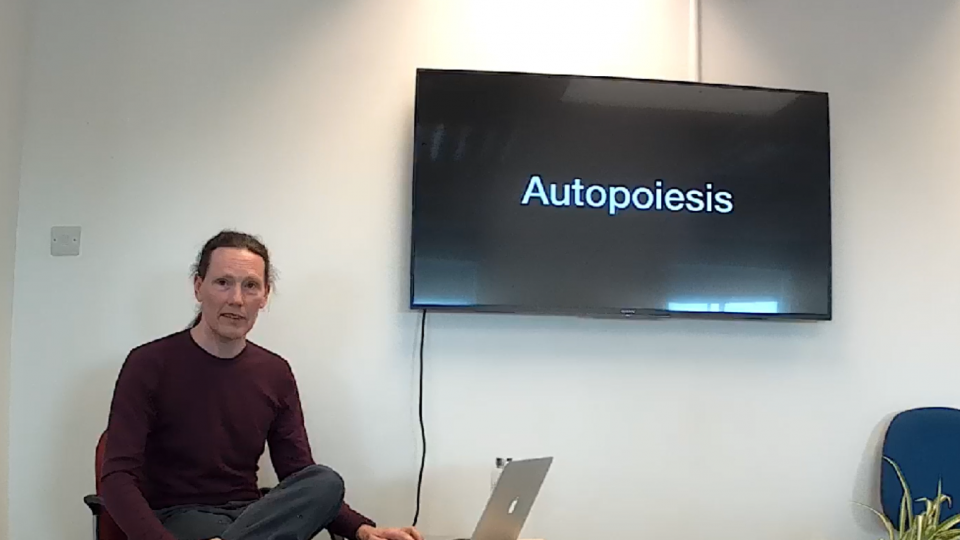 Dan C in front of Autopoiesis slide
