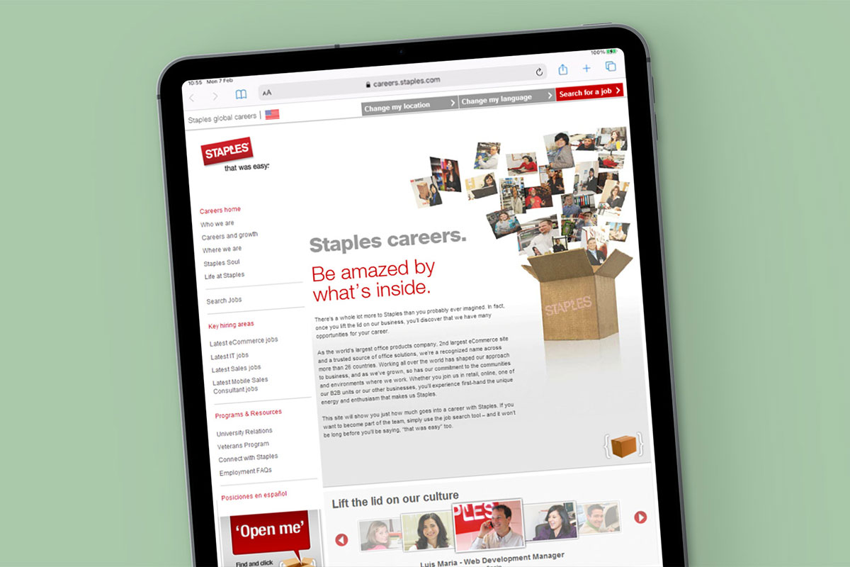 Staples Global Recruitment WordPress website BrightMinded