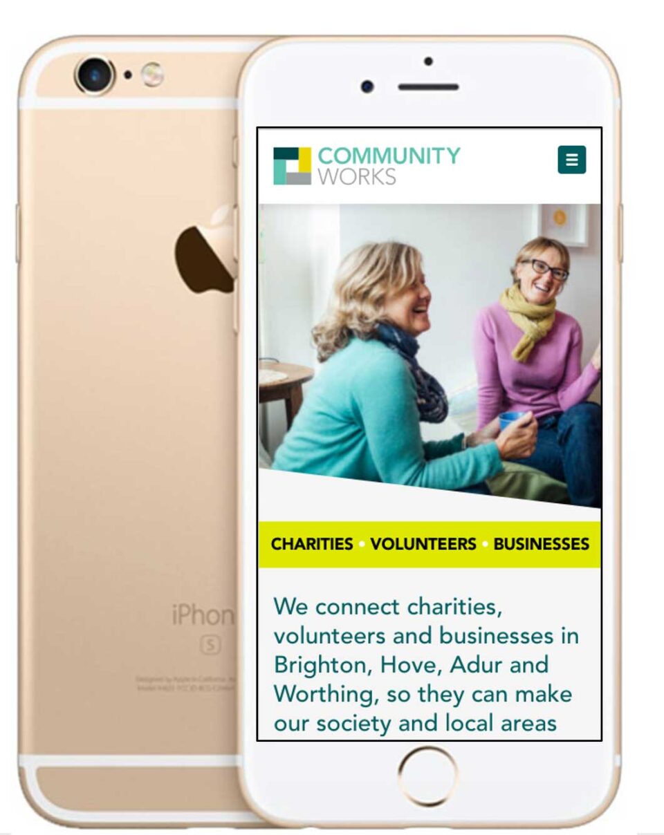 CommunityWorks membership website design and build on a mobile device