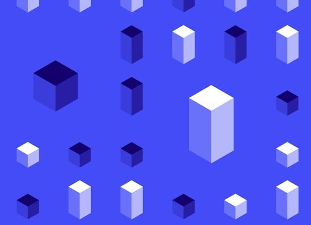 a purple background with 3d shapes coloured in different shades of purple on top