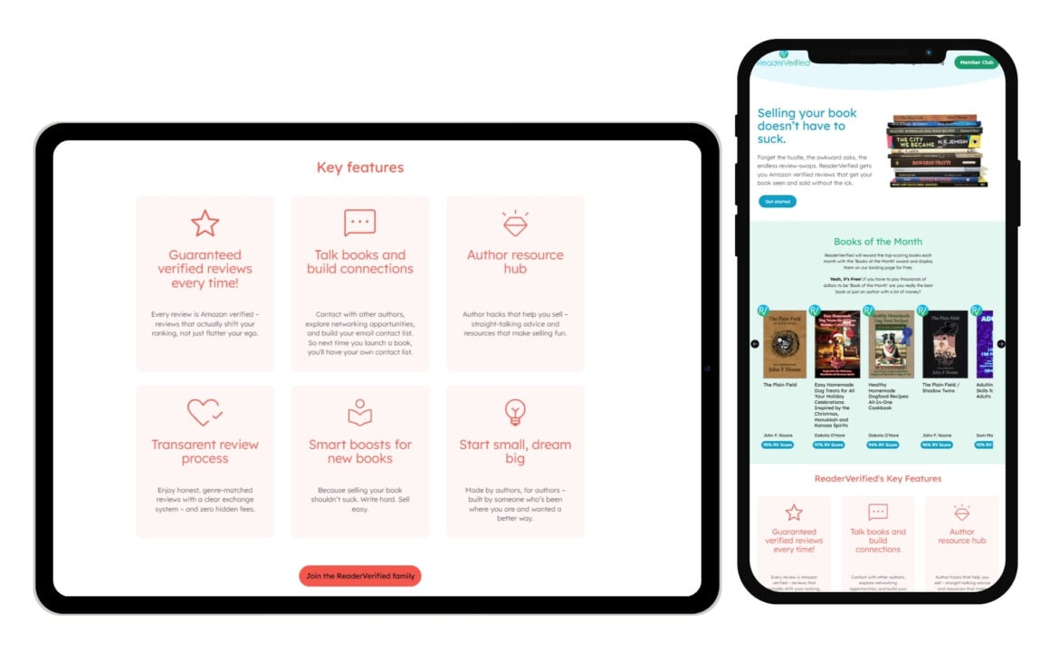 a tablet and phone showing the readerverified.com