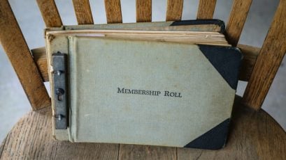 Old fashioned membership roll book for membership website article